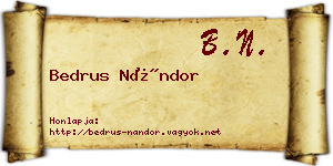 Bedrus Nándor névjegykártya